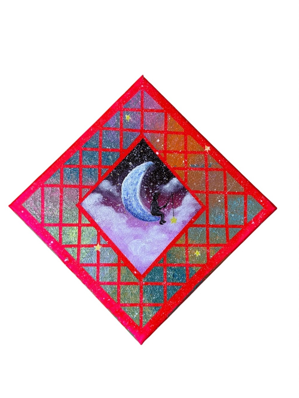 Moon Dream Acrylic Wall Painting Size 8*8 inches
